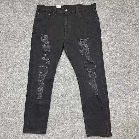 Levi's 512 Slim Taper Stretch Men's Black Jeans 38x30 Distressed Grunge Punk NWT - Picture 1 of 5